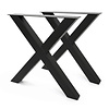 Metall-Tischbeine in X-Form schwarz -2er-Set - Profil 8x8 cm - 76 cm breit - 72 cm hoch - Esstischbeine aus pulverbeschichtetem Stahl, RAL 9005