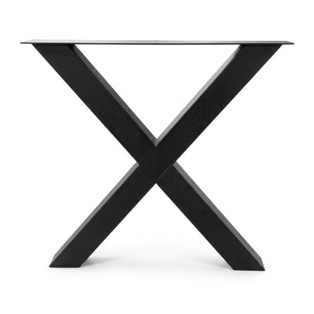 Metall-Tischbeine in X-Form schwarz -2er-Set - Profil 8x8 cm - 76 cm breit - 72 cm hoch - Esstischbeine aus pulverbeschichtetem Stahl, RAL 9005