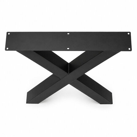 Metall-Tischbeine in X-Form schwarz -2er-Set - Profil 8x8 cm - 76 cm breit - 72 cm hoch - Esstischbeine aus pulverbeschichtetem Stahl, RAL 9005