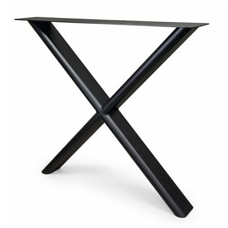 Metall-Tischbeine in X-Form schwarz -2er-Set - abgerundes Rechteckprofil 4x10 cm - 80 cm breit - 73 cm hoch - Esstischbeine aus pulverbeschichtetem Stahl, RAL 9005