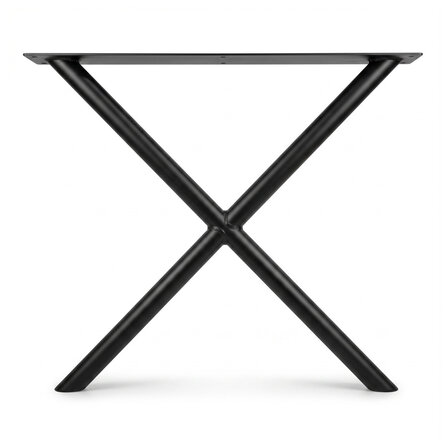 Metall-Tischbeine in X-Form schwarz -2er-Set - abgerundes Rechteckprofil 4x10 cm - 80 cm breit - 73 cm hoch - Esstischbeine aus pulverbeschichtetem Stahl, RAL 9005