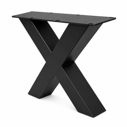 Metall-Couchtischbeine in X-Form schwarz - 2er-Set - Profil 8x8 cm - 55 cm breit - 40 cm hoch - Couchtisch-Beine aus pulverbeschichtetem Stahl, RAL 9005