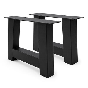 Metall-Couchtischbeine in A-Form schwarz - 2er-Set - 8x8 cm - 55 cm breit - 40 cm hoch
