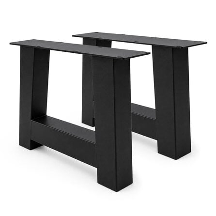 Metall-Couchtischbeine in A-Form schwarz - 2er-Set - Profil 8x8 cm - 55 cm breit - 40 cm hoch - Tischkufen aus pulverbeschichtetem Stahl, RAL 9005
