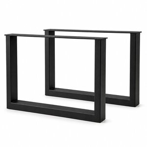 Metall-Couchtischbeine in U-Form schwarz - 2er-Set - 2,5x5 cm - 54 cm breit - 37,5 cm hoch
