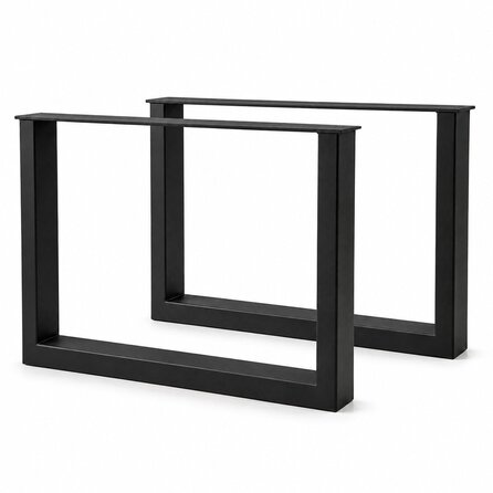 Metall-Couchtischbeine in U-Form schwarz - 2er-Set - Profil 2,5x5 cm - 54 cm breit - 37,5 cm hoch - Tischkufen aus pulverbeschichtetem Stahl, RAL 9005