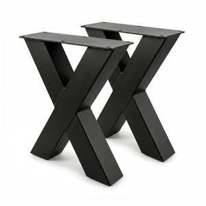 Metall-Bankbeine in X-Form schwarz - 2er-Set - 8x8 cm - 38 cm breit - 43 cm hoch