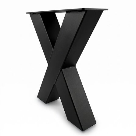 Metall-Bankbeine in X-Form schwarz - 2er-Set - Profil 8x8 cm - 38 cm breit - 43 cm hoch - Sitzbank-/Esstischbank-Beine aus pulverbeschichtetem Stahl, RAL 9005
