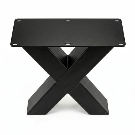 Metall-Bankbeine in X-Form schwarz - 2er-Set - Profil 8x8 cm - 38 cm breit - 43 cm hoch - Sitzbank-/Esstischbank-Beine aus pulverbeschichtetem Stahl, RAL 9005