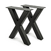 Metall-Bankbeine in X-Form schwarz - 2er-Set - Profil 6x6 cm - 38 cm breit - 43 cm hoch - Sitzbank-/Esstischbank-Beine aus pulverbeschichtetem Stahl, RAL 9005 - Copy
