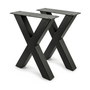 Metall-Bankbeine in X-Form schwarz - 2er-Set - 6x6 cm - 38 cm breit - 43 cm hoch