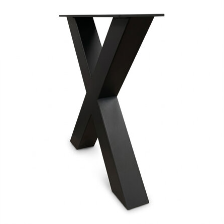 Metall-Bankbeine in X-Form schwarz - 2er-Set - Profil 6x6 cm - 38 cm breit - 43 cm hoch - Sitzbank-/Esstischbank-Beine aus pulverbeschichtetem Stahl, RAL 9005 - Copy