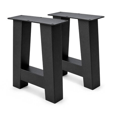 Metall-Bankbeine in A-Form schwarz - 2er-Set - Profil 8x8 cm - 38 cm breit - 43 cm hoch - Sitzbank-/Esstischbank-Beine aus pulverbeschichtetem Stahl, RAL 9005