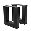 Metall-Bankbeine in U-Form schwarz - 2er-Set - Profil 8x8 cm - 38 cm breit - 43 cm hoch - Sitzbank-/Esstischbank-Beine aus pulverbeschichtetem Stahl, RAL 9005