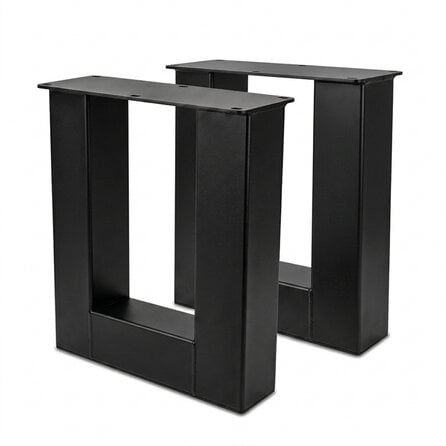 Metall-Bankbeine in U-Form schwarz - 2er-Set - Profil 8x8 cm - 38 cm breit - 43 cm hoch - Sitzbank-/Esstischbank-Beine aus pulverbeschichtetem Stahl, RAL 9005