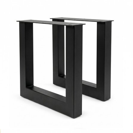 Metall-Bankbeine in U-Form schwarz - 2er-Set - Profil 6x6 cm - 36 oder 38 cm breit - Sitzbank-/Esstischbank-Beine aus pulverbeschichtetem Stahl, RAL 9005
