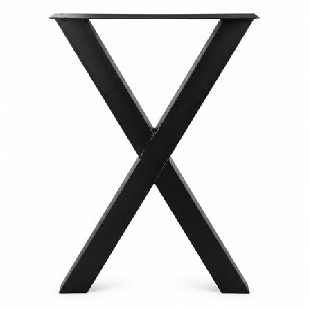Metall-Hochtischbeine in X-Form schwarz - 2er-Set - Profil 10x10 cm - 78 cm breit - 105 cm hoch - Bartisch-/Stehtisch-Beine aus pulverbeschichtetem Stahl, RAL 9005