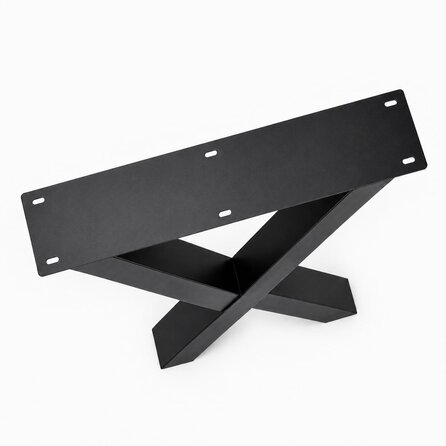 Metall-Hochtischbeine in X-Form schwarz - 2er-Set - Profil 10x10 cm - 78 cm breit - 105 cm hoch - Bartisch-/Stehtisch-Beine aus pulverbeschichtetem Stahl, RAL 9005