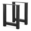 Metall-Hochtischbeine in H-Form schwarz - 2er-Set - Profil 10x10 cm - 78 cm breit - 105 cm hoch - Bartisch-/Stehtisch-Beine aus pulverbeschichtetem Stahl, RAL 9005