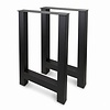 Metall-Hochtischbeine in H-Form schwarz - 2er-Set - Profil 8x8 cm - 60 cm breit - 90 cm hoch - Bartisch-/Stehtisch-Beine aus pulverbeschichtetem Stahl, RAL 9005