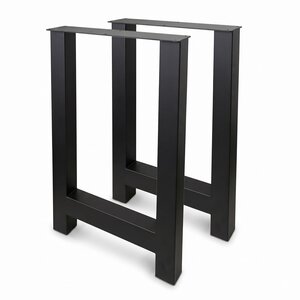 Metall-Hochtischbeine in H-Form schwarz - 2er-Set - 8x8 cm - 60 cm breit - 90 cm hoch