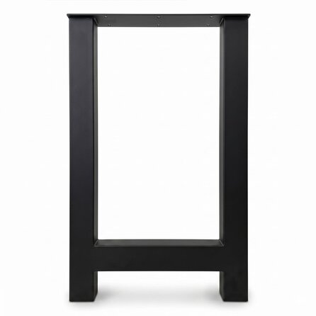 Metall-Hochtischbeine in H-Form schwarz - 2er-Set - Profil 8x8 cm - 60 cm breit - 90 cm hoch - Bartisch-/Stehtisch-Beine aus pulverbeschichtetem Stahl, RAL 9005