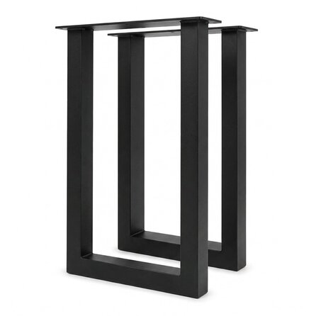 Metall-Hochtischbeine in U-Form schwarz - 2er-Set - Profil 10x10 cm - 60 cm breit - verschiedene Höhen - Bartisch-/Stehtisch-Beine aus pulverbeschichtetem Stahl, RAL 9005