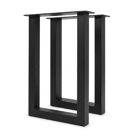 Metall-Hochtischbeine in U-Form schwarz - 2er-Set - Profil 10x10 cm - 60 cm breit - verschiedene Höhen - Bartisch-/Stehtisch-Beine aus pulverbeschichtetem Stahl, RAL 9005