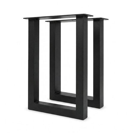 Metall-Hochtischbeine in U-Form schwarz - 2er-Set - Profil 10x10 cm - 60 cm breit - verschiedene Höhen - Bartisch-/Stehtisch-Beine aus pulverbeschichtetem Stahl, RAL 9005