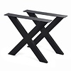 Metall-Tischbeine in X-Form schwarz -2er-Set - Profil 4x10 cm - 76 cm breit - 72 cm hoch - Esstischbeine aus pulverbeschichtetem Stahl, RAL 9005