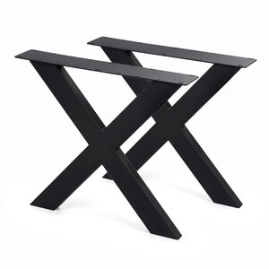 Metall-Tischbeine in X-Form schwarz - 2er-Set - 4x10 cm - 76 cm breit - 72 cm hoch