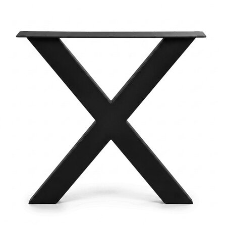 Metall-Tischbeine in X-Form schwarz -2er-Set - Profil 4x10 cm - 76 cm breit - 72 cm hoch - Esstischbeine aus pulverbeschichtetem Stahl, RAL 9005