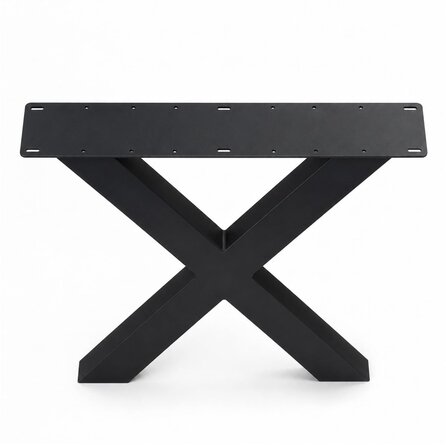Metall-Tischbeine in X-Form schwarz -2er-Set - Profil 4x10 cm - 76 cm breit - 72 cm hoch - Esstischbeine aus pulverbeschichtetem Stahl, RAL 9005