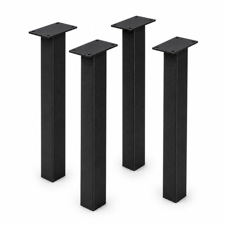Metall-Tischbeine in Blockform schwarz -4 einzelne Tischbeine im Set - Profil 8x8 cm - 72 cm hoch - Esstischbeine aus pulverbeschichtetem Stahl, RAL 9005