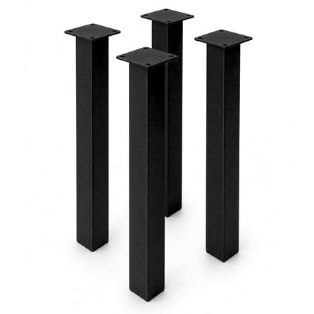 Metall-Tischbeine in Blockform schwarz -4 einzelne Tischbeine im Set - Profil 6x6 cm - 72 cm hoch - Esstischbeine / Schreibtischbeine aus pulverbeschichtetem Stahl, RAL 9005