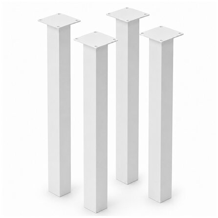 Metall-Tischbeine in Blockform weiß -4 einzelne Tischbeine im Set - Profil 6x6 cm - 72 cm hoch - Esstischbeine / Schreibtischbeine aus pulverbeschichtetem Stahl, RAL 9016