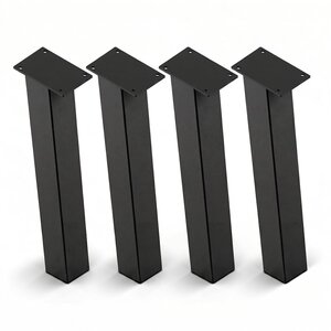 Schräge Metall-Tischbeine in Blockform schwarz - 4 einzelne Tischbeine im Set - 10x10 cm - 72 cm hoch