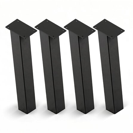 Schräge Metall-Tischbeine in Blockform schwarz -4 einzelne Tischbeine im Set - Profil 10x10 cm - 72 cm hoch - Esstischbeine aus pulverbeschichtetem Stahl, RAL 9005