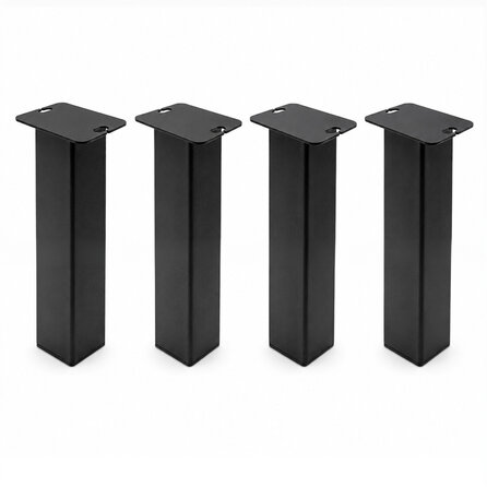 Metall-Couchtischbeine in Blockform schwarz -4 einzelne Tischbeine im Set - Profil 8x8 cm - 40 oder 43 cm hoch - Couchtisch-Beine aus pulverbeschichtetem Stahl, RAL 9005