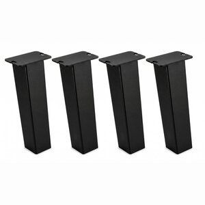 Schräge Metall-Couchtischbeine in Blockform schwarz - 4 einzelne Tischbeine im Set - 8x8 cm