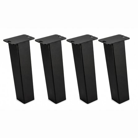 Schräge Metall-Couchtischbeine in Blockform schwarz -4 einzelne Tischbeine im Set - Profil 8x8 cm - 40 oder 43 cm hoch - Couchtisch-Beine aus pulverbeschichtetem Stahl, RAL 9005