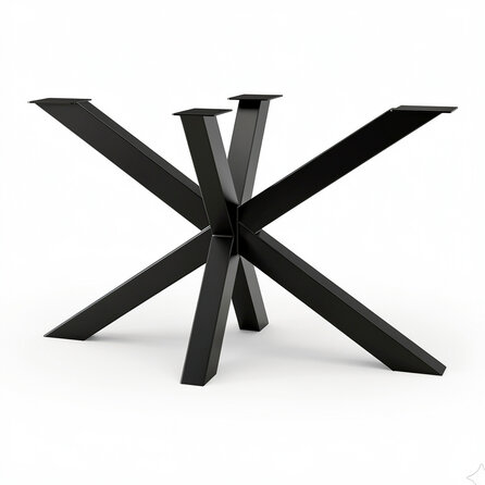 Spider Tischgestell Metall - schwarz - Profil 5x5 cm - 80x140 cm - 72 cm hoch - Esstischgestell (Mittelfuß)  aus pulverbeschichtetem Stahl, RAL 9005