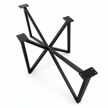Butterfly-Tischgestell Metall - schwarz - Profil 3x3 cm - 87x153 cm - 73 cm hoch - Esstischgestell (Mittelfuß)  aus pulverbeschichtetem Stahl, RAL 9005