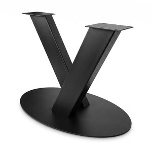 Ovales V-Tischgestell aus Metall - schwarz - 10x20 cm - 50x100 cm - 73 cm hoch