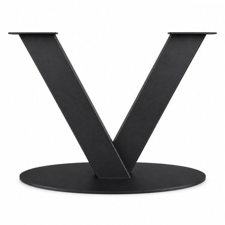 Ovales V-Tischgestell - schwarz - Profil 10x20 cm - 50x100 cm - 73 cm hoch - Esstischgestell (Mittelfuß) in V-Form aus pulverbeschichtetem Stahl, RAL 9005