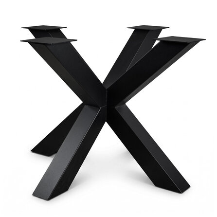 Kreuz-Tischgestell Metall - schwarz - Profil 10x10 cm - 80x80 oder 120x120 cm - 72 cm hoch - Esstischgestell (Kreuzfuß / Mittelfuß) aus pulverbeschichtetem Stahl, RAL 9005