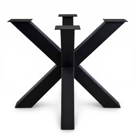 Kreuz-Tischgestell Metall - schwarz - Profil 10x10 cm - 80x80 oder 120x120 cm - 72 cm hoch - Esstischgestell (Kreuzfuß / Mittelfuß) aus pulverbeschichtetem Stahl, RAL 9005