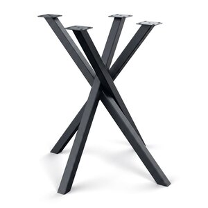 Mikado-Kreuz-Tischgestell Metall - schwarz - 4x4 cm - 70x70 cm - 73 cm hoch