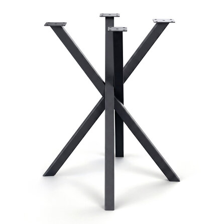 Mikado-Kreuz-Tischgestell Metall - schwarz - Profil 4x4 cm - 70x70 cm - 73 cm hoch - Esstischgestell (Kreuzfuß / Mittelfuß) aus pulverbeschichtetem Stahl, RAL 9005