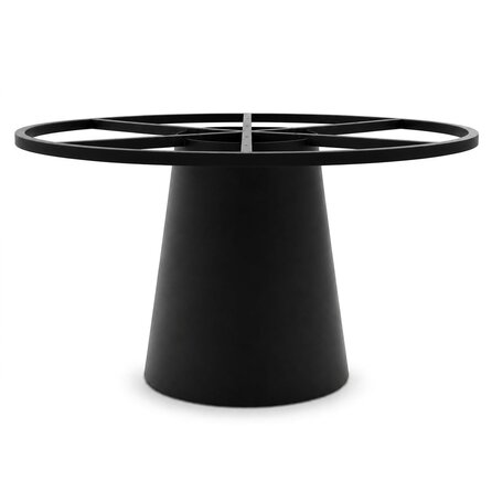 Säulen-Tischgestell Metall - schwarz -  Ø 65 cm - 74 cm hoch - mit Montagerahmen in Ø 100, 120 oder 140 cm - Esstischgestell (Mittelfuß) aus pulverbeschichtetem Stahl, RAL 9005